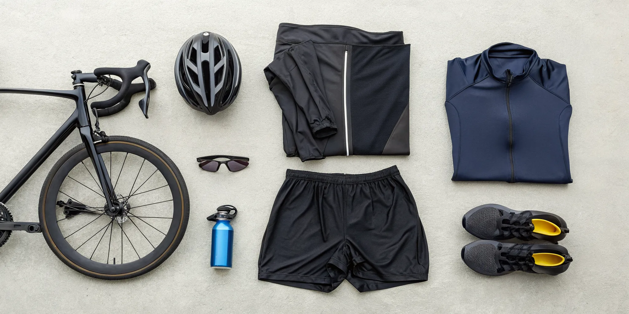 A cyclist's gear prepared for a 100-mile bike ride for a cause.