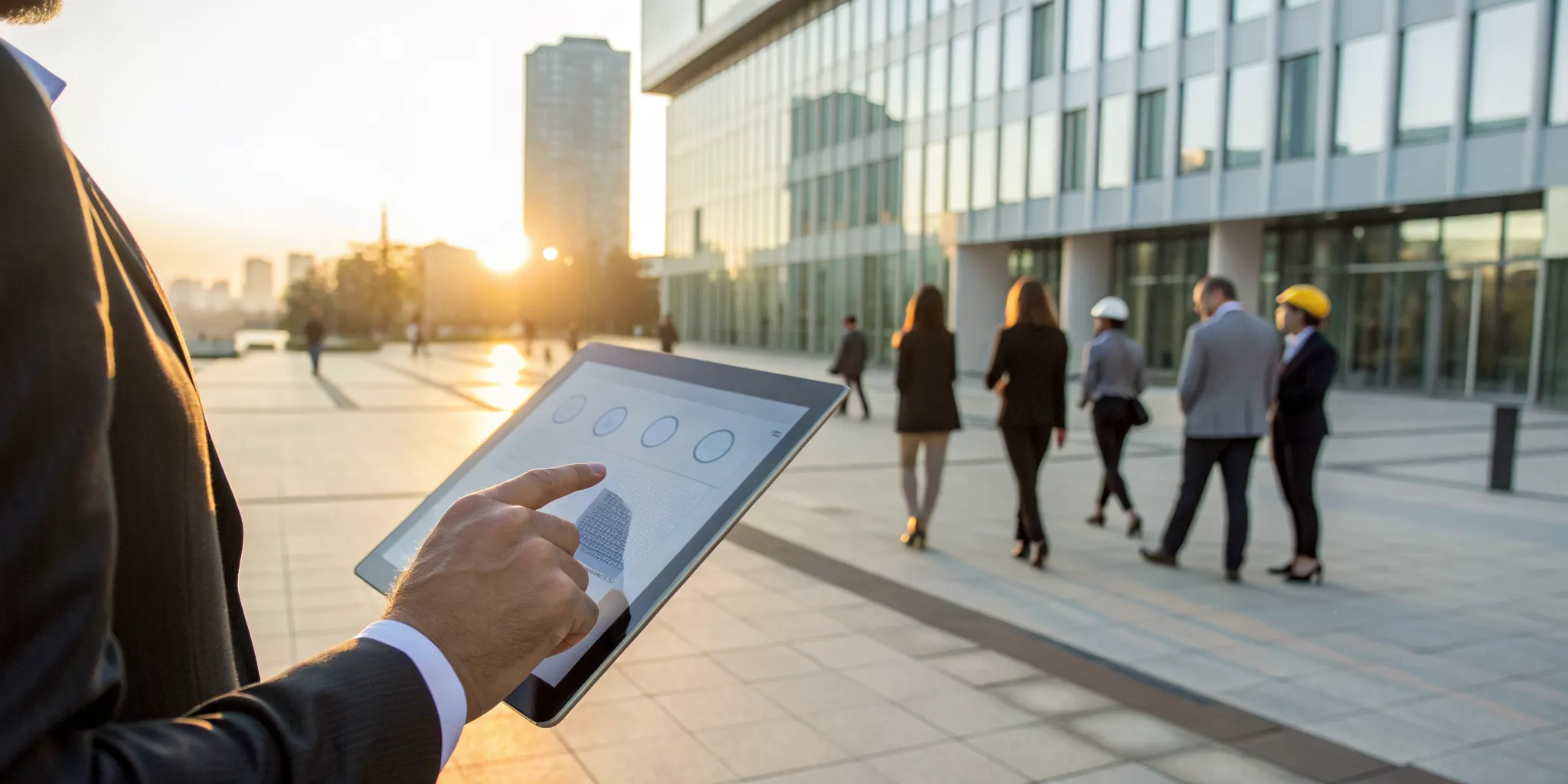 A business professional signs up their corporate team for a charity bike ride on a tablet.