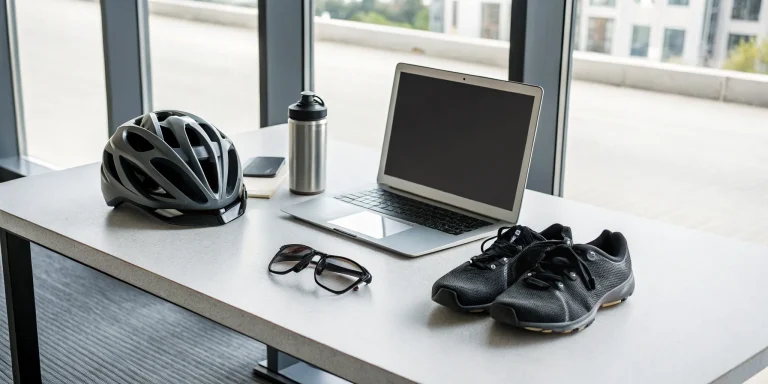 Essential cycling gear on a table for planning the average time of a 100 mile bike ride.