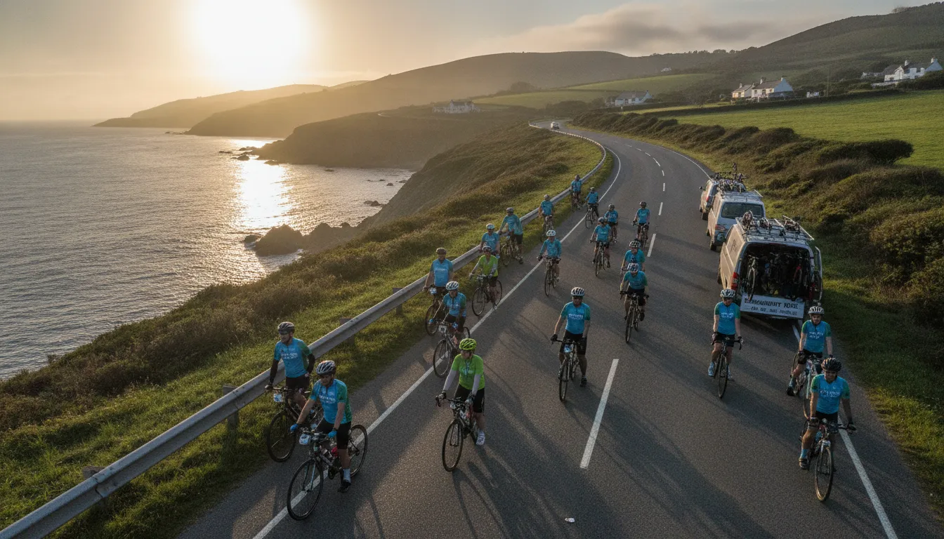 Charity cyclists preparing for a bike training plan ride