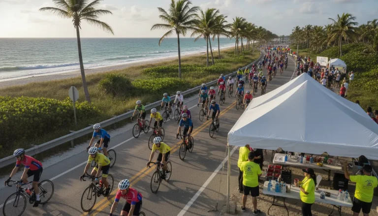 Riders joining a Florida charity bike ride along the South Florida coast