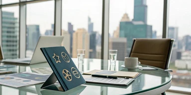 Planning event sponsorship packages with data charts and a laptop on a meeting table.
