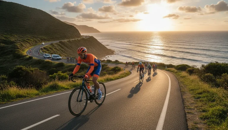 Cyclist riding a supported 100-mile charity route toward the coast