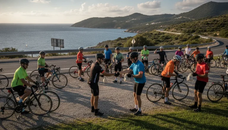 Cyclists and nonprofit partners celebrating after a charity bike ride