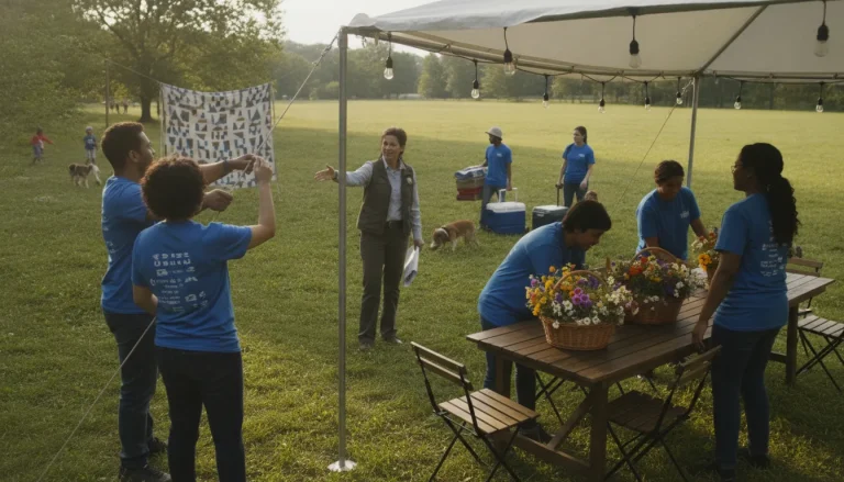 Nonprofit event team preparing a community gathering