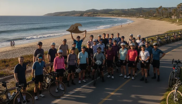 Community cyclists and supporters during a charity ride donor matching challenge