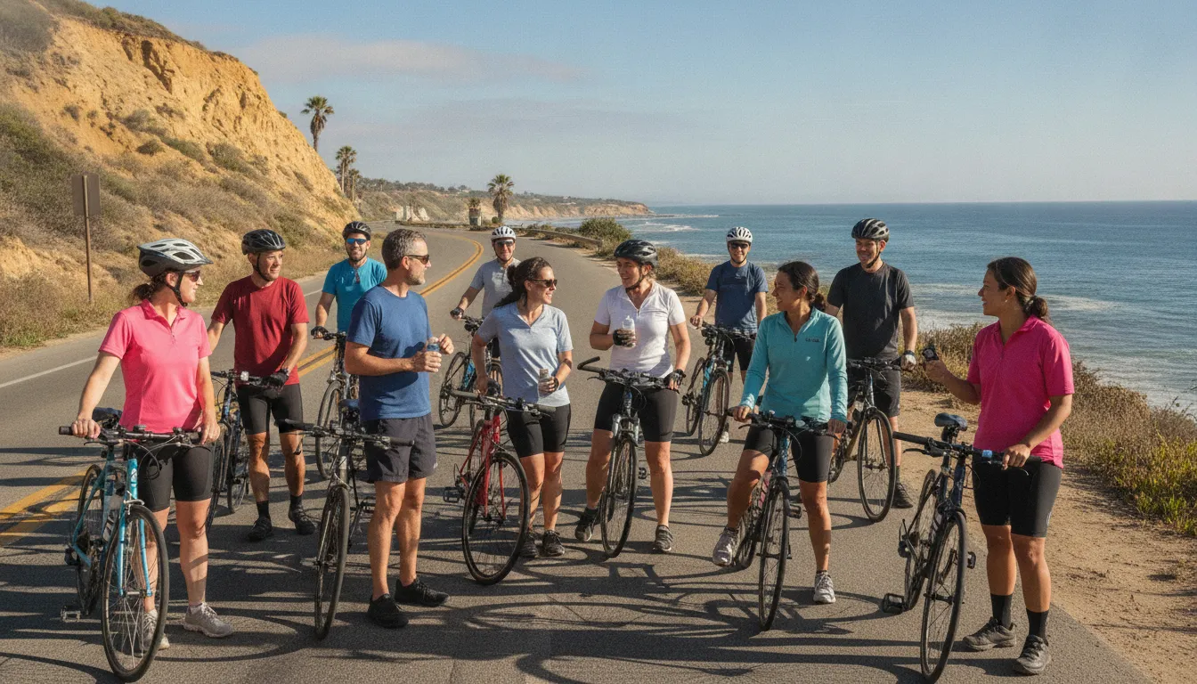 Nonprofit board members and community volunteers gathering for a charity bike ride