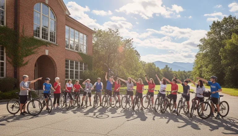Students and community members planning an inclusive school charity bike fundraiser